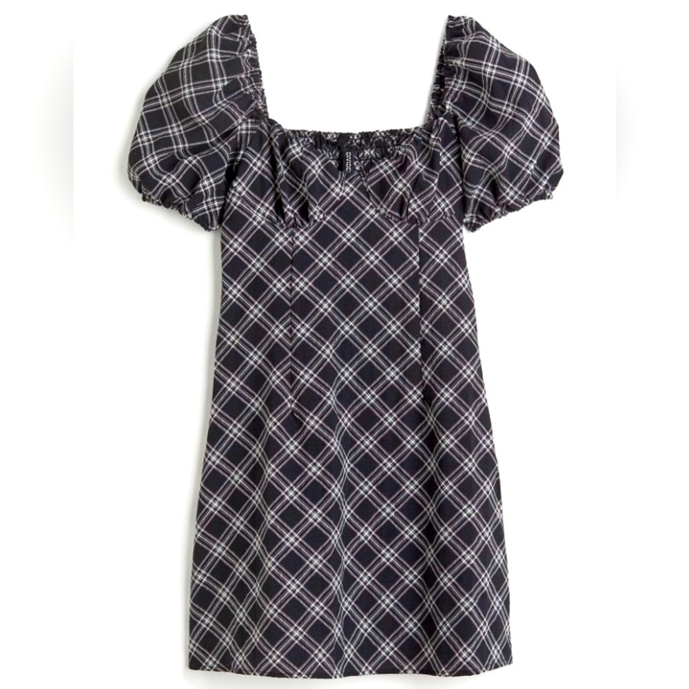 H&M black and white women’s off the shoulder plaid dress NWT, size medium